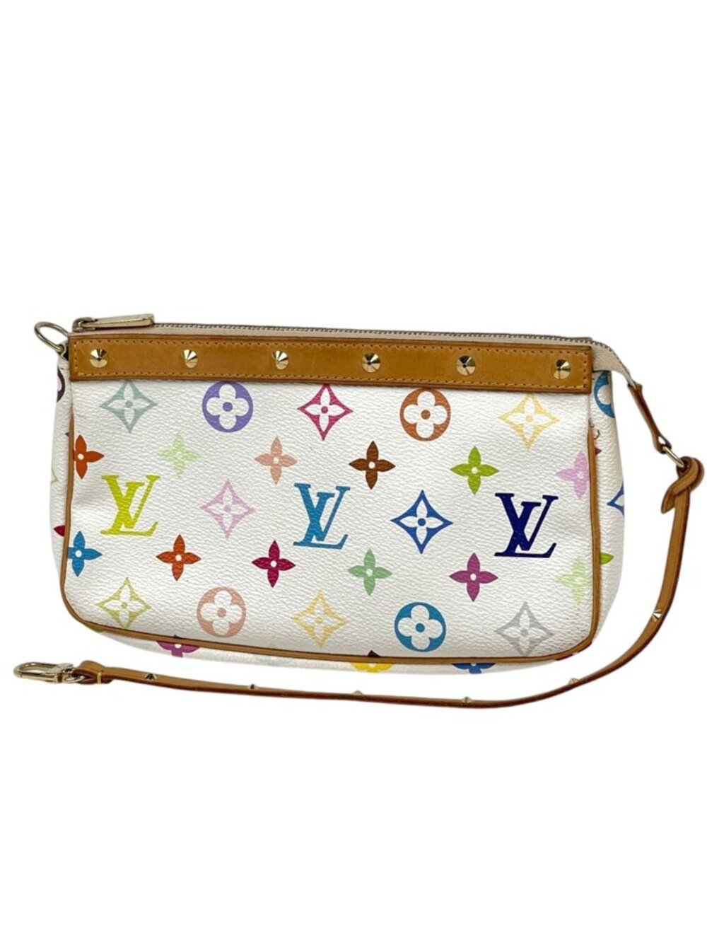Louis Vuitton Pochette Accessoires Pouch Studs Monogram Multicolor Blanc